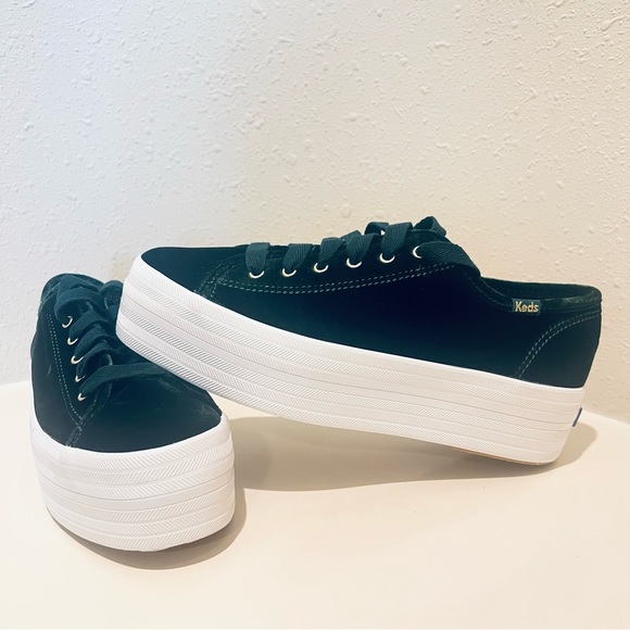 Keds Shoes Keds Triple Up Womens Velvet Dark Green Platform